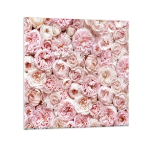 Glastavla - Bild på glas - Strödd med rosor - 30x30 cm