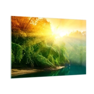 Glastavla - Bild på glas - Sjunka i solen och skuggan - 100x70 cm