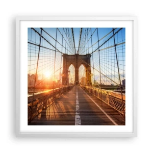 Affisch i vit ram - På guldbron - 50x50 cm