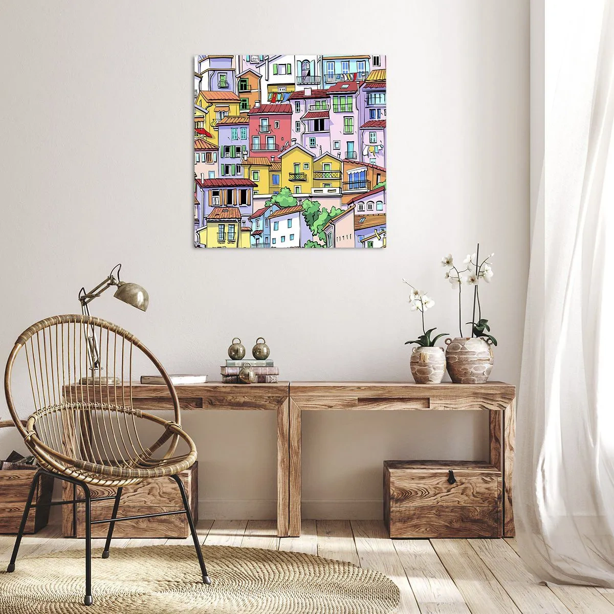 Canvastavla - Bild på duk - Gladlynt stad - 60x60 cm