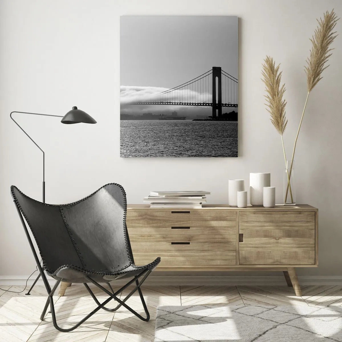 Glastavla - Bild på glas - Passera Golden Gate - 50x70 cm