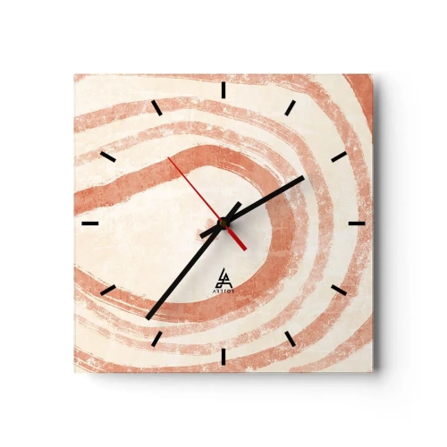 Väggklocka - Klocka på glas - Korallringar - komposition - 30x30 cm