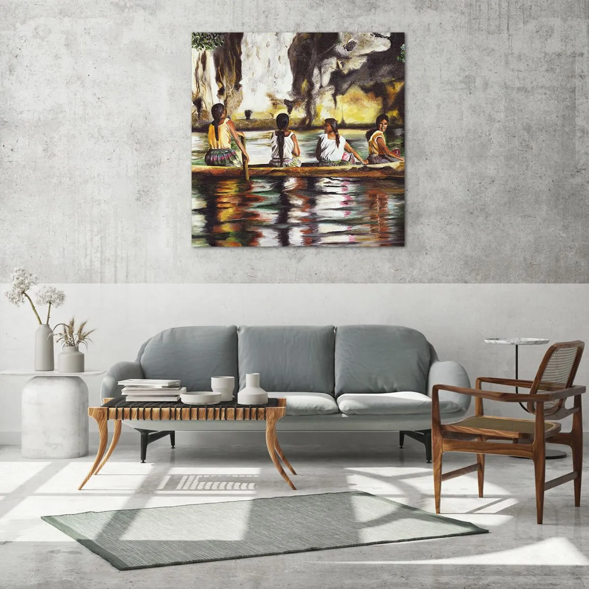 Glastavla - Bild på glas - I polynesiskt paradis - 70x70 cm