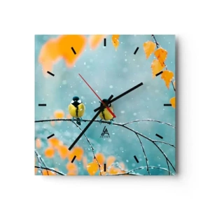 Väggklocka - Klocka på glas - Fåglarnas skvaller - 30x30 cm