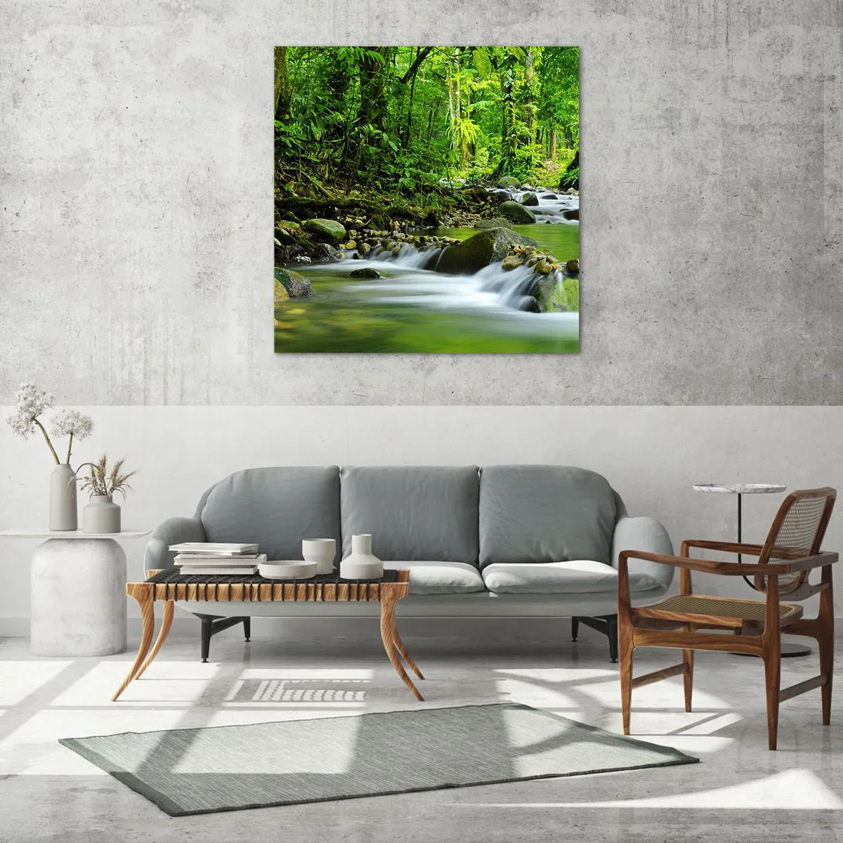 Glastavla - Bild på glas - Simma i grönskans hav - 70x70 cm