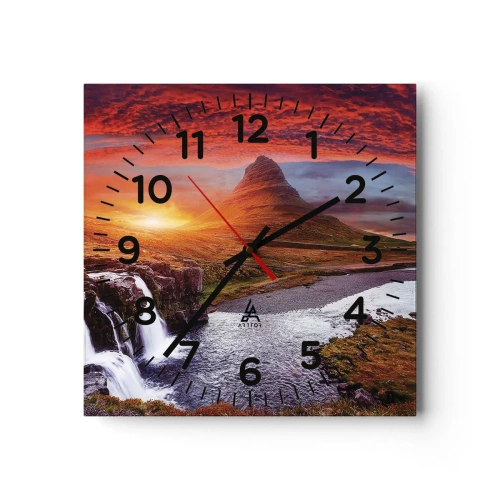 Väggklocka - Klocka på glas - Utsikt över Midgård - 40x40 cm