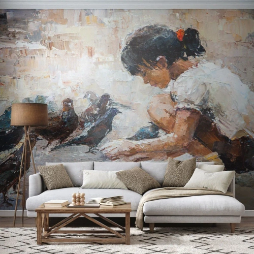 Fototapet Premium Canvas - Minst och gulligast - Flicka, Dyna, För barn - 400x280 cm