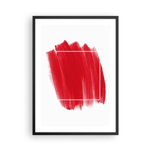 Affisch i svart ram - Röd pensel med vit kontur i minimalistisk stil - 50x70cm - Utanför ramen - Modern väggdekoration för vardagsrum och sovrum ARTTOR