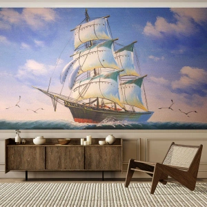 Fototapet Premium Canvas - Stolt med vinden - Nautisk, Segelbåt, Hav - 150x105 cm