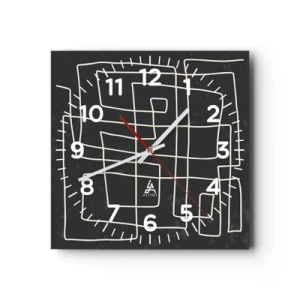 Väggklocka - Klocka på glas - Inte så enkelt - 40x40 cm