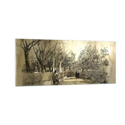 Glastavla - Bild på glas - En stund fångad med penna - 100x40 cm