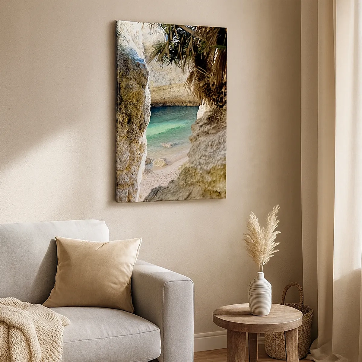 Canvastavla - Bild på duk - Turkos vik - 50x70 cm