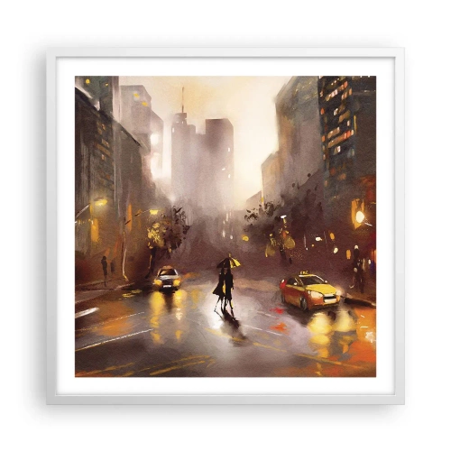 Affisch i vit ram - I New Yorks ljus - 60x60 cm