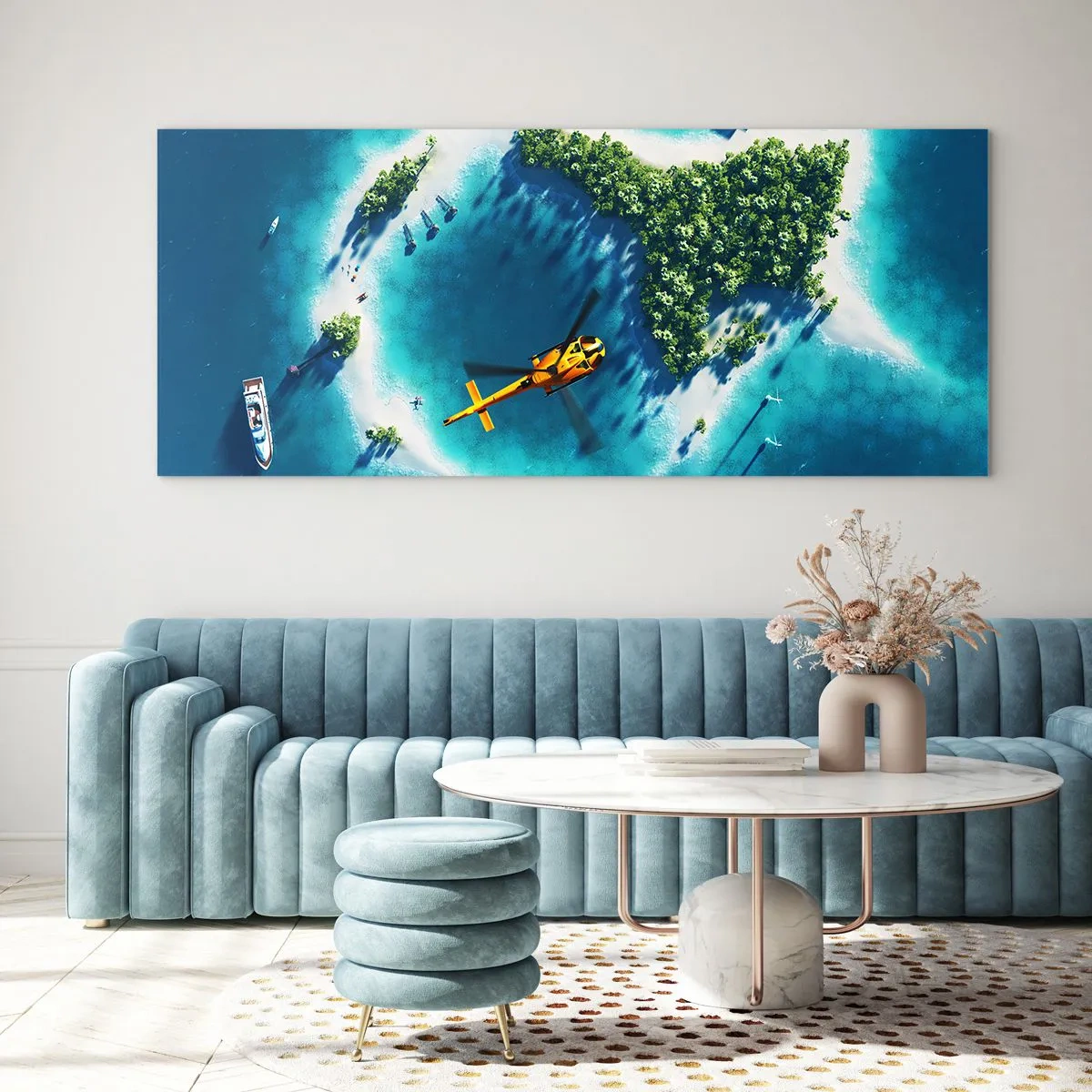 Glastavla - Bild på glas - Köp dig en ö - 100x40 cm
