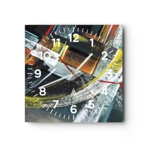 Väggklocka - Klocka på glas - Rörelsens energi - 30x30 cm