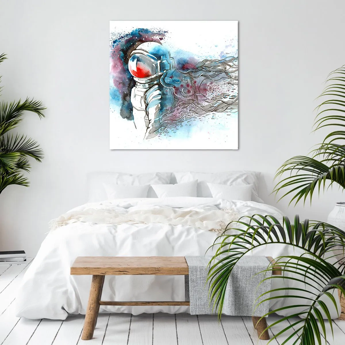 Canvastavla - Bild på duk - Ensam med rymden - 70x70 cm