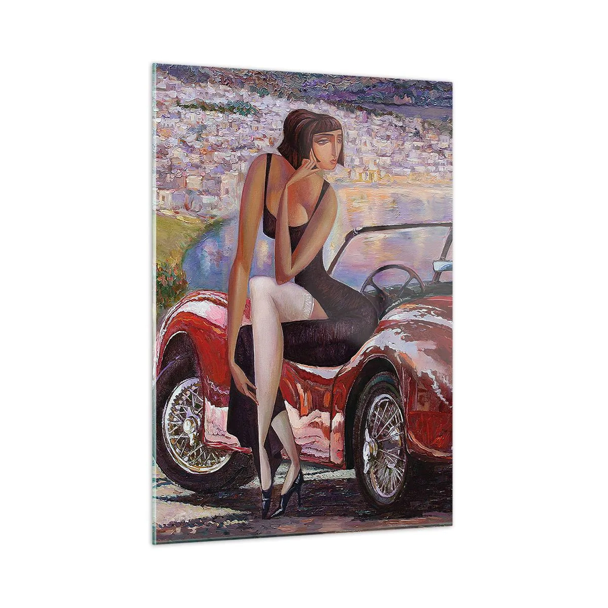Glastavla - Bild på glas - Sommar? Endast på Rivieran - 50x70 cm