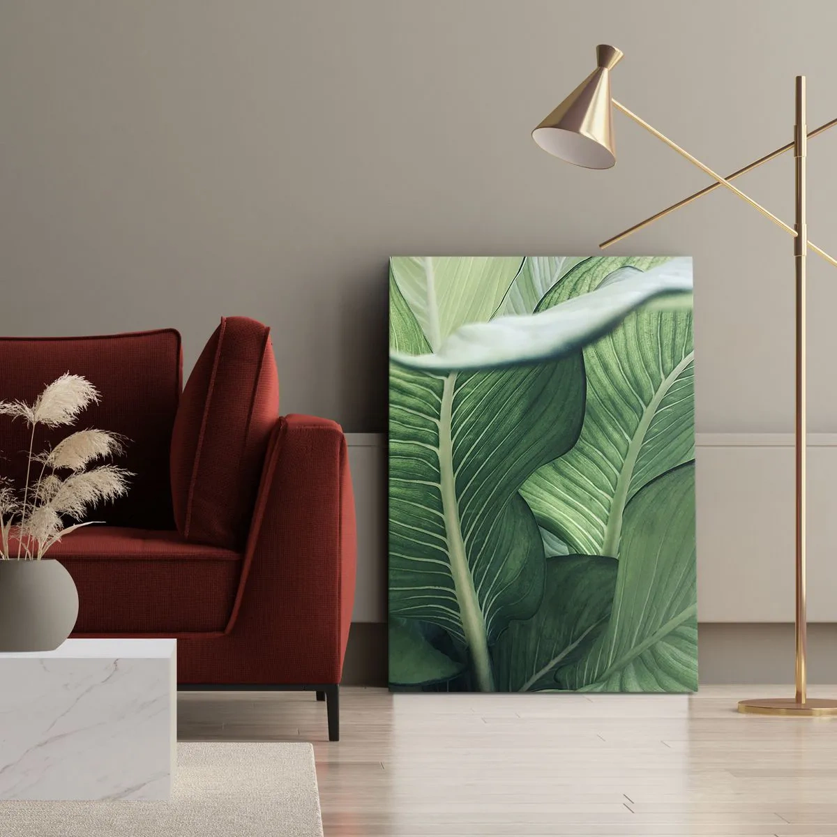 Canvastavla - Bild på duk - Livet intensivt grönt - 65x120 cm