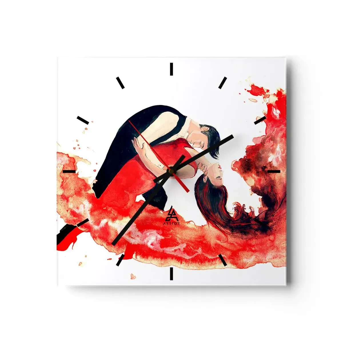 Väggklocka - Klocka på glas - Tango - den sensuella vågen - 30x30 cm