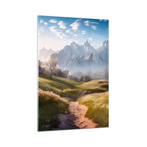 Glastavla - Bild på glas - Idyllisk dal - 70x100 cm