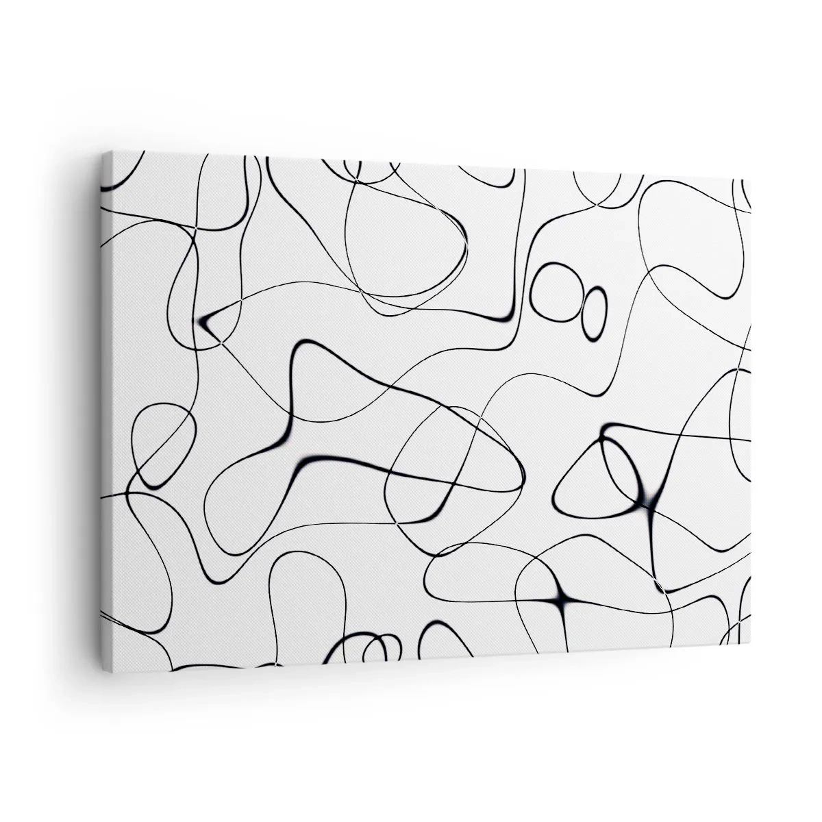 Canvastavla - Bild på duk - Abstrakta svarta linjer på en vit bakgrund i minimalistisk stil - 70x50cm - Livets stigar, ödets tur - Modern väggdekoration för vardagsrum och sovrum ARTTOR