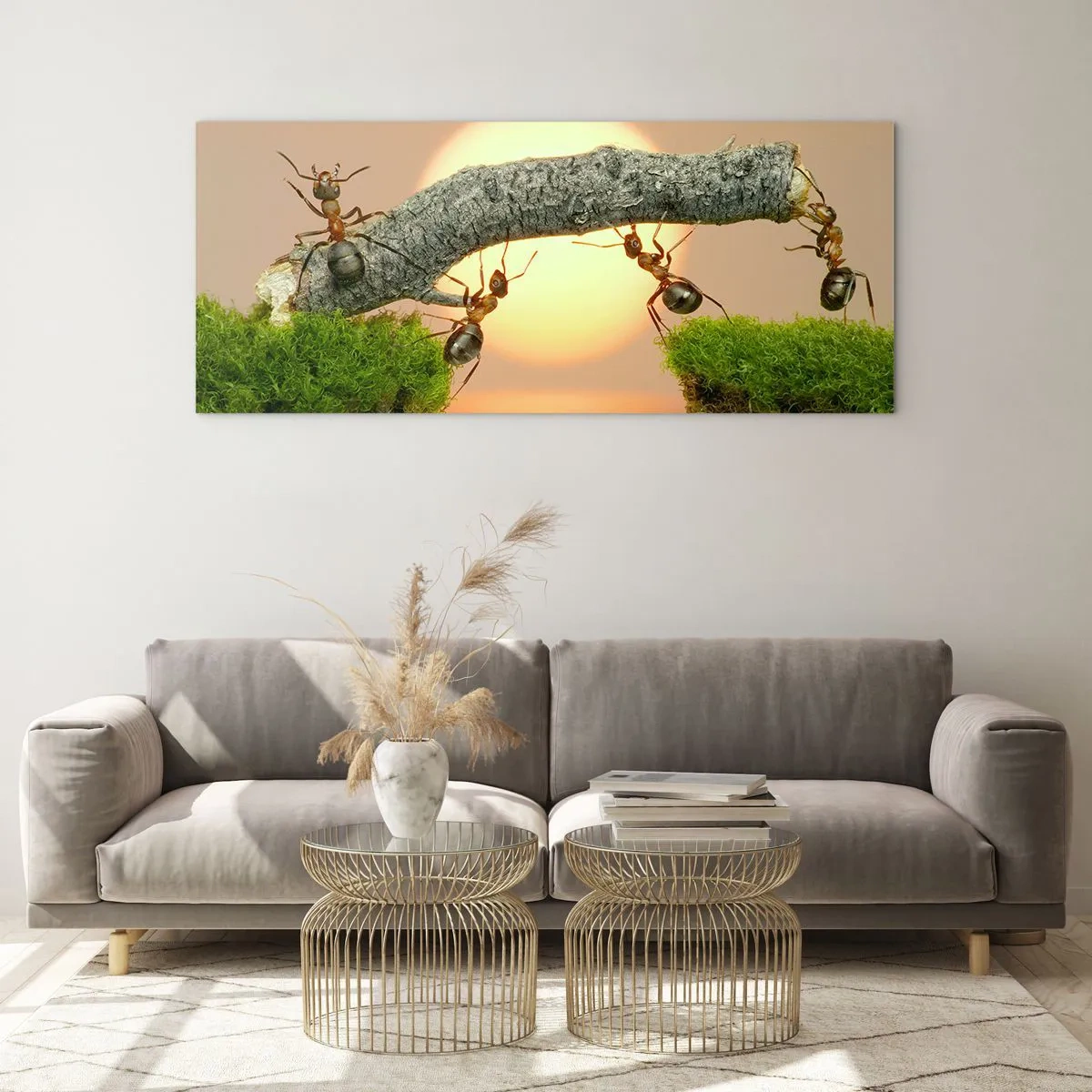 Glastavla - Bild på glas - Glatt, gemensamt arbete - 90x30 cm