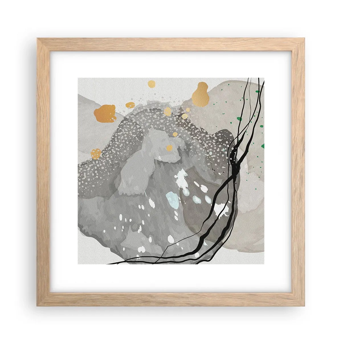 Affisch i ram av ljusek - Organisk komposition - 30x30 cm