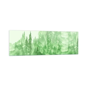 Glastavla - Bild på glas - Suddig i grön dimma - 160x50 cm