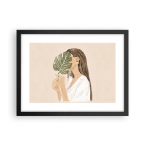 Affisch i svart ram - Mystiskt porträtt med solfjäder - 40x30 cm