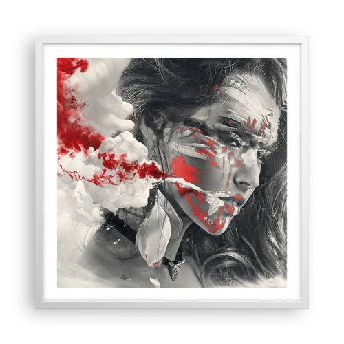 Affisch i vit ram - Röd-vit absurdhet - 60x60 cm