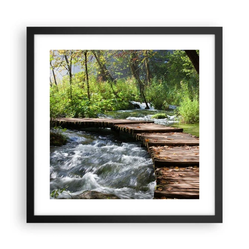 Affisch i svart ram - Över skummande kaskad - 40x40 cm