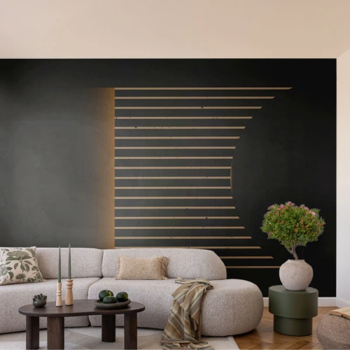 Fototapet Standard Eco - Utforska mörkret - Abstraktion, Bit, Linjekonst - 400x280 cm