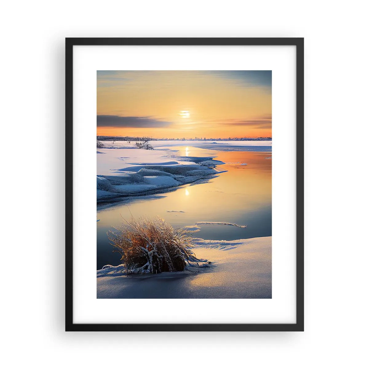 Affisch i svart ram - Vintersolnedgång - 40x50 cm