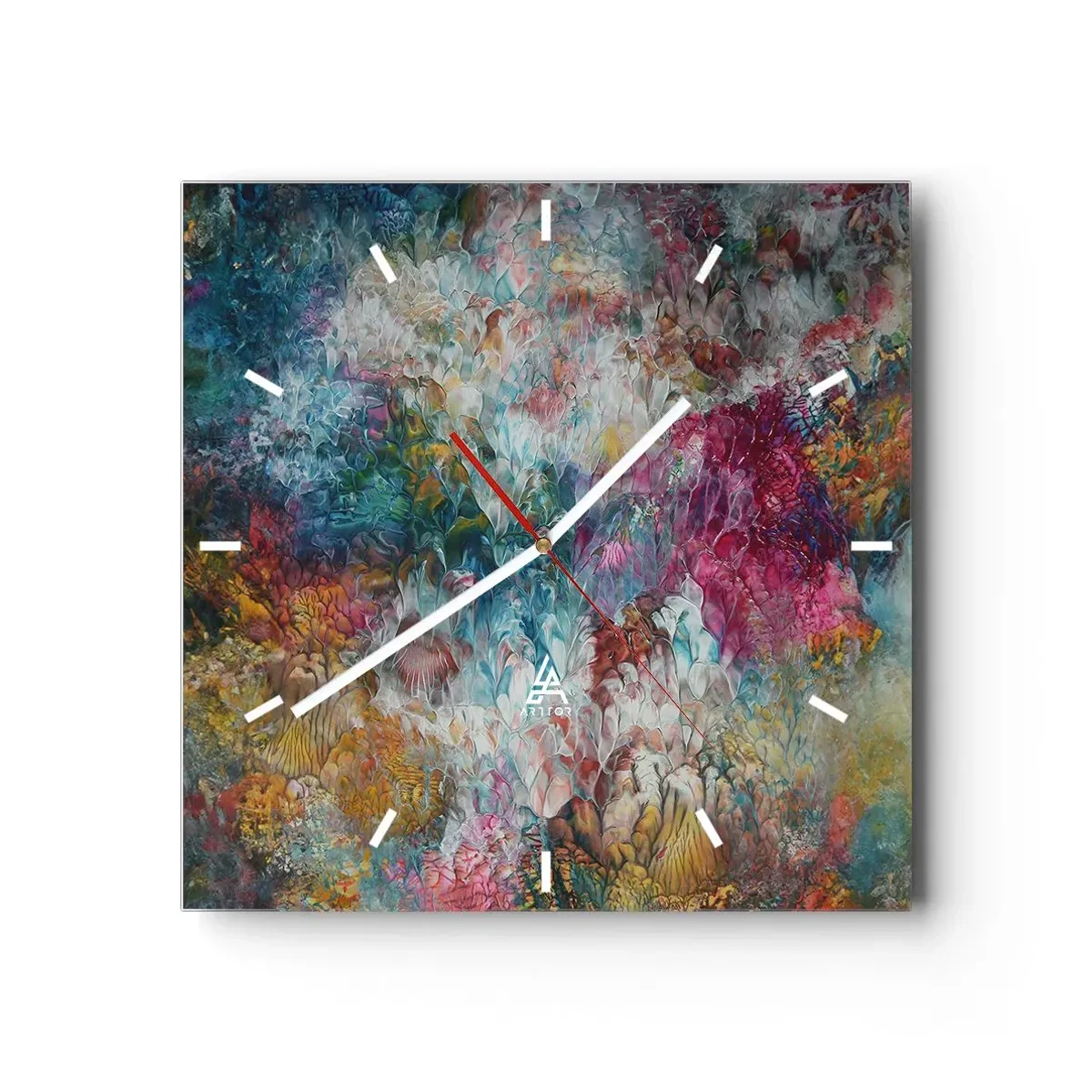 Väggklocka - Klocka på glas - I full blom - 30x30 cm