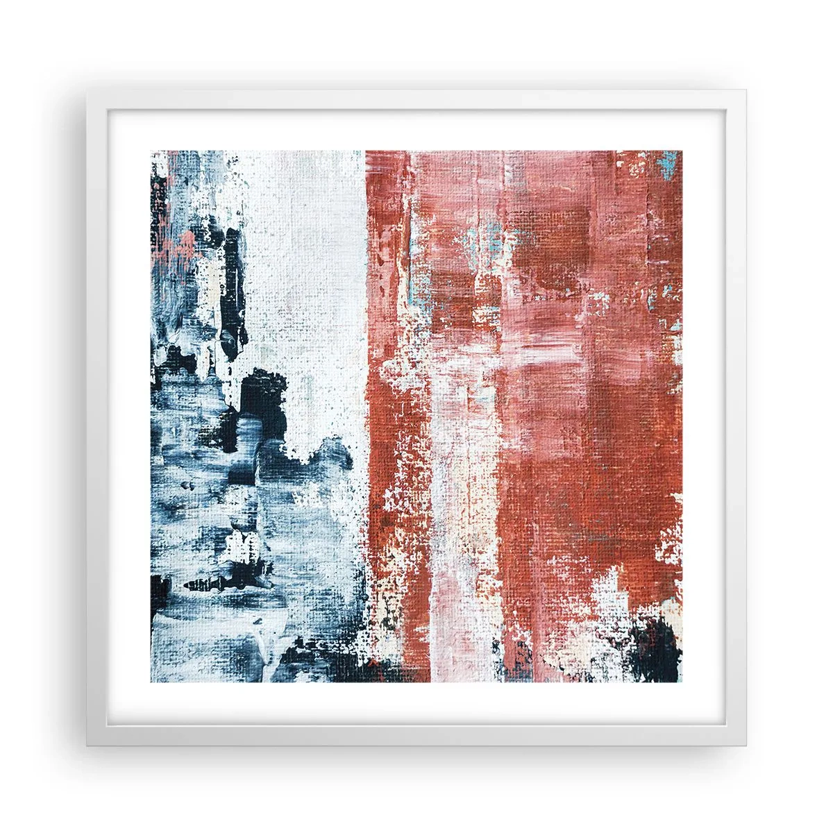 Affisch i vit ram - Abstrakt halvt om halvt - 50x50 cm