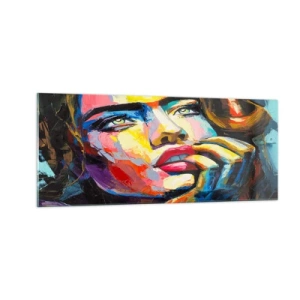 Glastavla - Bild på glas - Drömmar seglar i himlen som fåglar - 100x40 cm