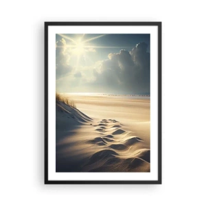 Affisch i svart ram - Gyllene sanddyner på stranden vid solnedgången - 50x70cm - Lugnande landskap - Modern väggdekoration för vardagsrum och sovrum ARTTOR