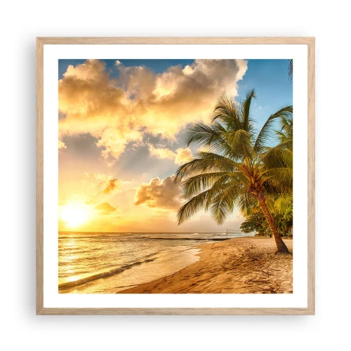 Affisch i ram av ljusek - Evig sommar, alltid semester - 60x60 cm