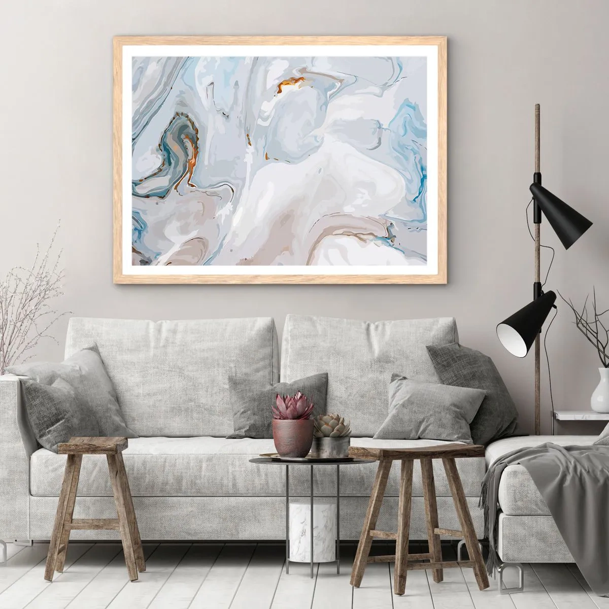 Affisch i ram av ljusek - Utbuktande vithet - 100x70 cm