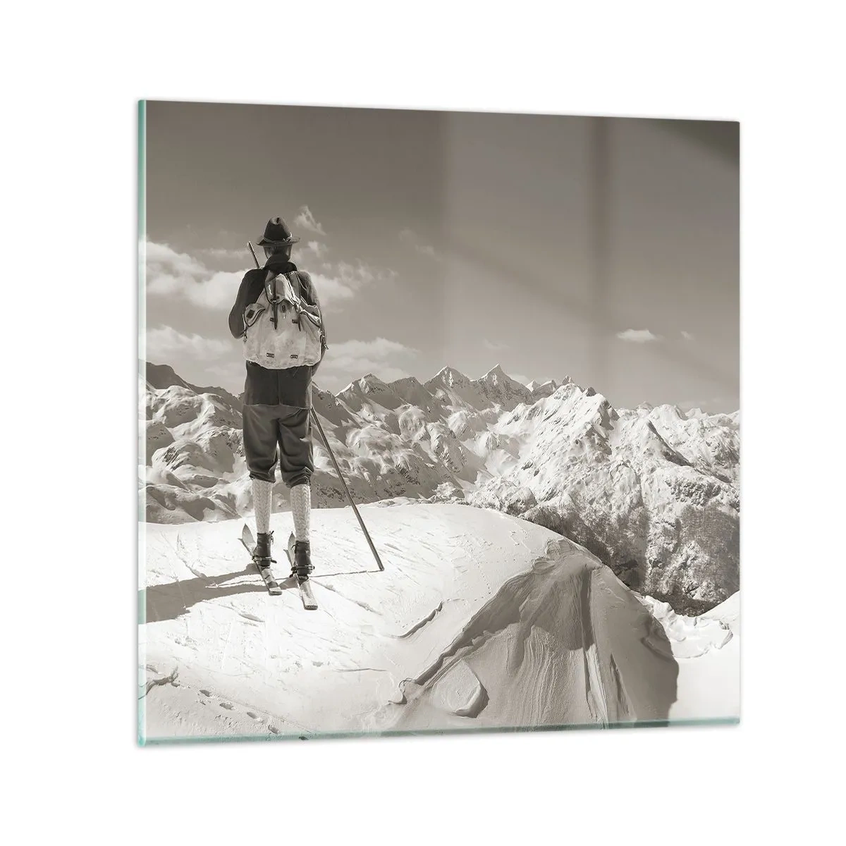 Glastavla - Bild på glas - Och fjällen är samma - 70x70 cm