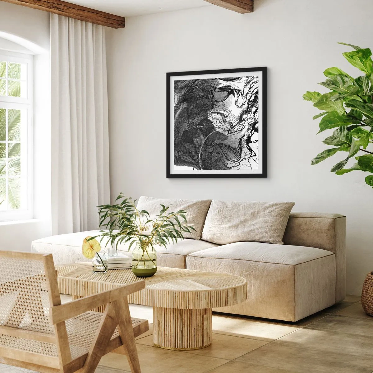 Affisch i svart ram - Tilltrasslad i drömmarna - 30x30 cm