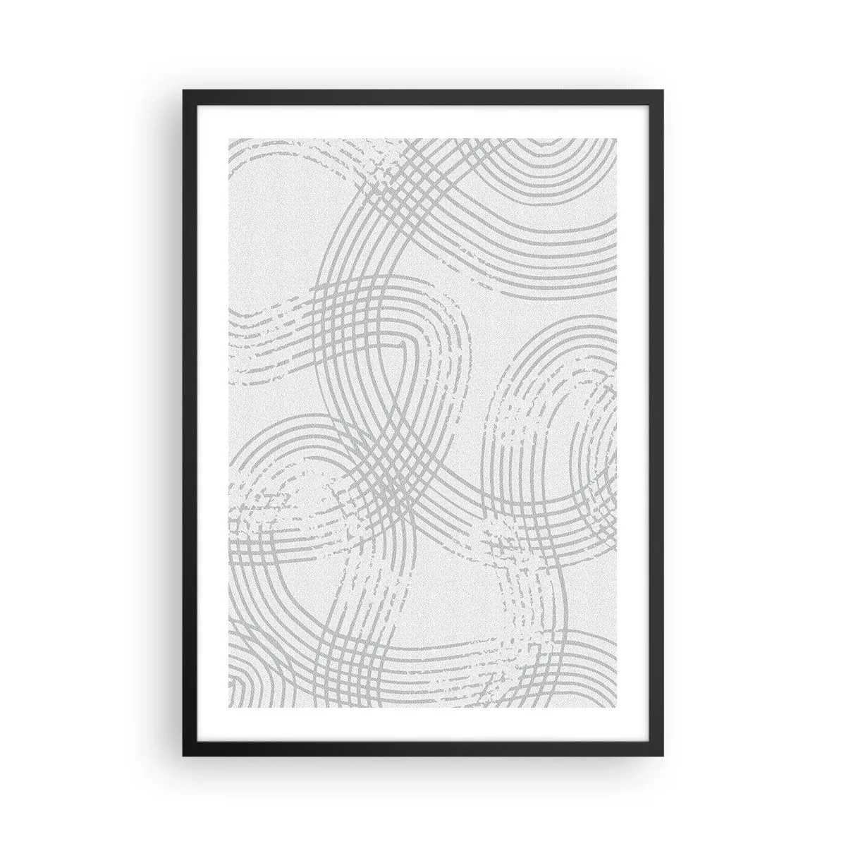 Affisch i svart ram - En minimalistisk komposition av abstrakta linjer mot en ljus bakgrund. - 50x70cm - Det finns ingen rak väg - Modern väggdekoration för vardagsrum och sovrum ARTTOR
