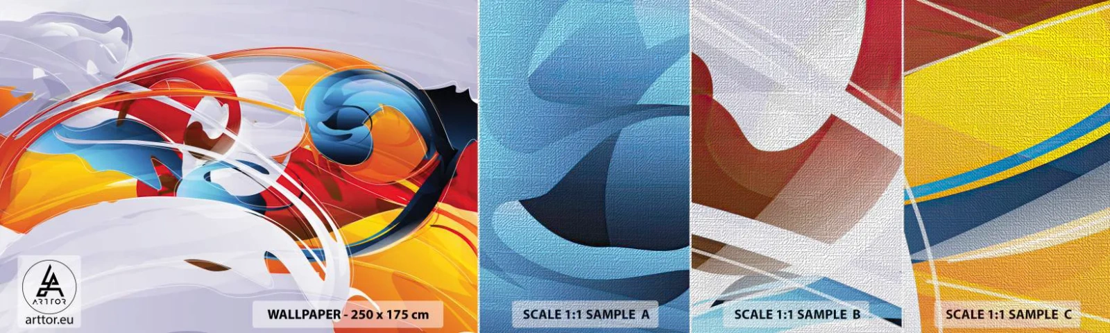 Provbit av fototapet Premium Canvas - Elementens dans - Abstraktion, Bit, Grafik - 100x30 cm