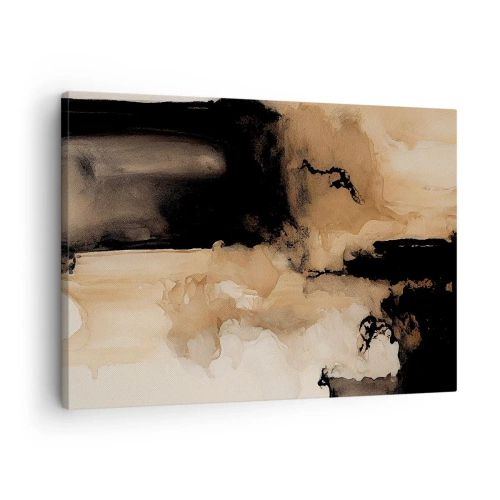 Canvastavla - Bild på duk - Abstrakt komposition i nyanser av brunt och svart - 70x50cm - Intrigerande abstraktion - Modern väggdekoration för vardagsrum och sovrum ARTTOR
