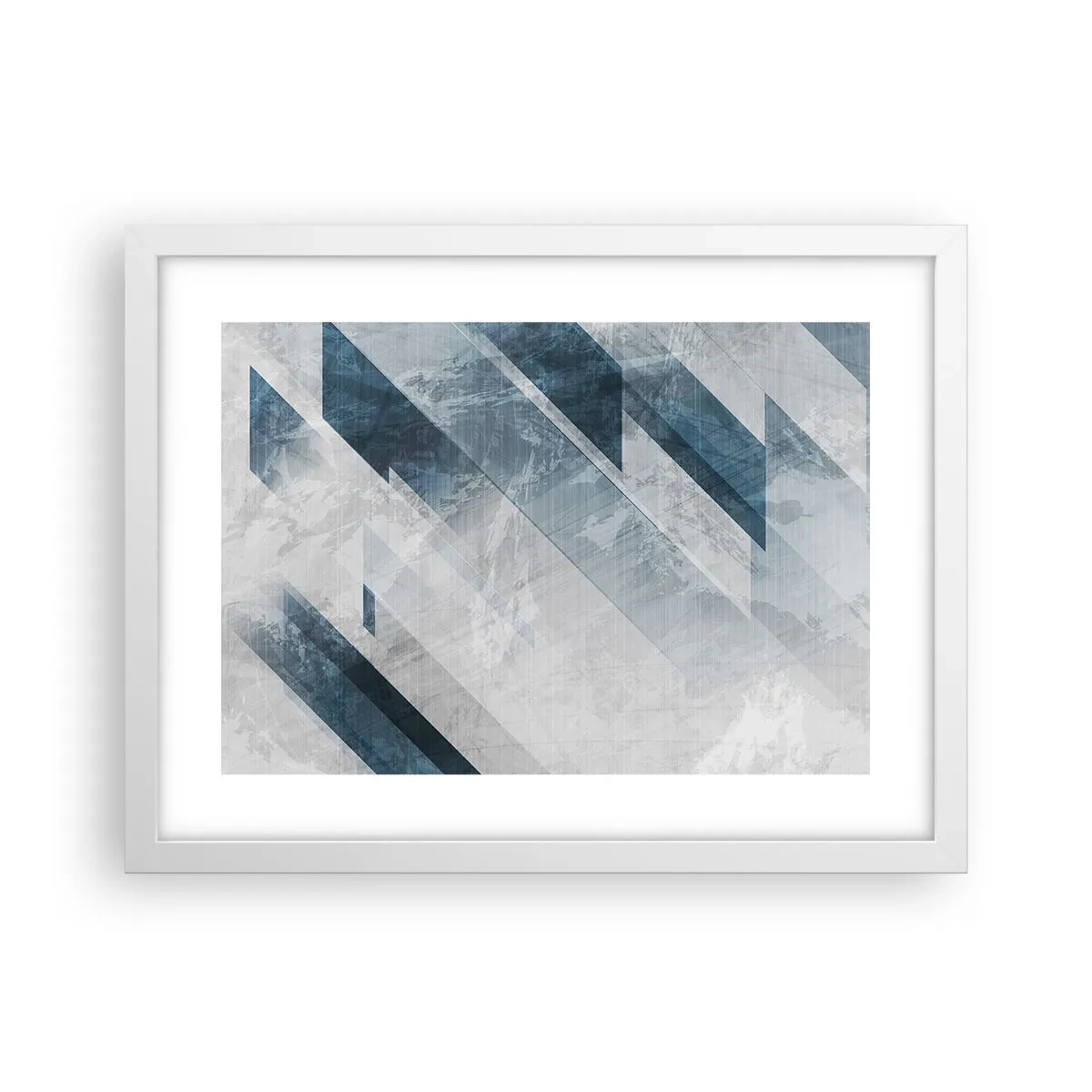 Affisch i vit ram - Tredimensionell komposition – gråhetens rörelse - 40x30 cm