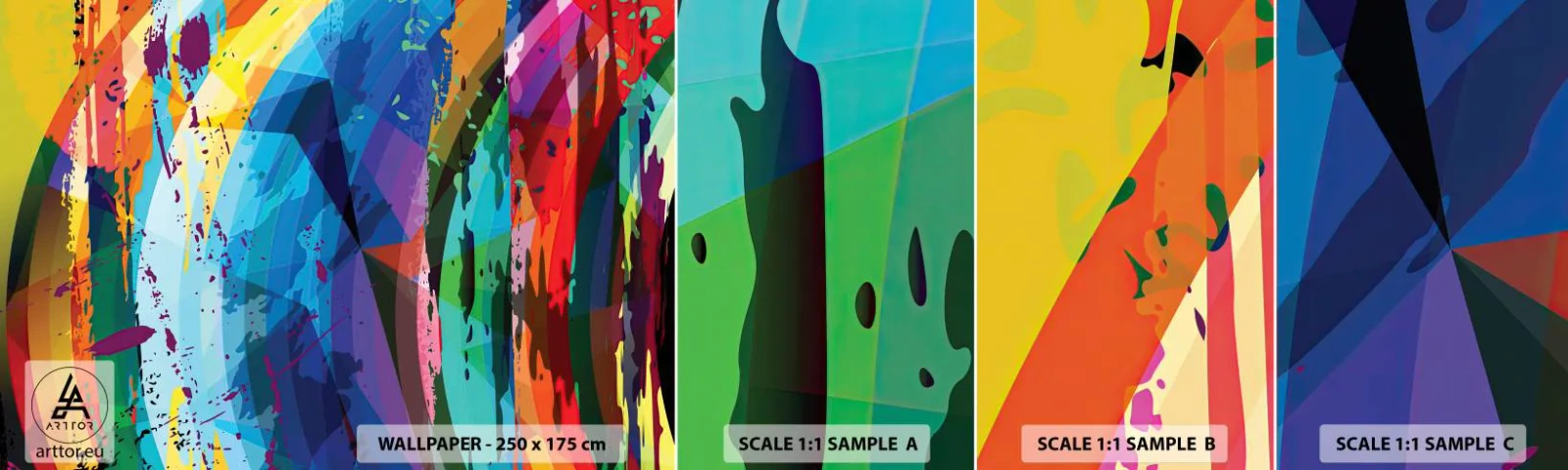 Fototapet Prov Standard Eco - Färgglad yrsel - Abstraktion, Bit, Modern konst - 100x30 cm