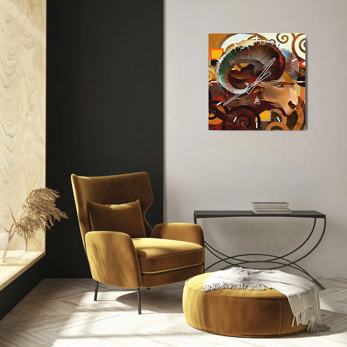 Väggklocka - Klocka på glas - Magi - religion - ritualer - 40x40 cm
