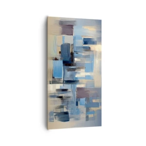 Canvastavla - Bild på duk - Blå konstruktion - 65x120 cm