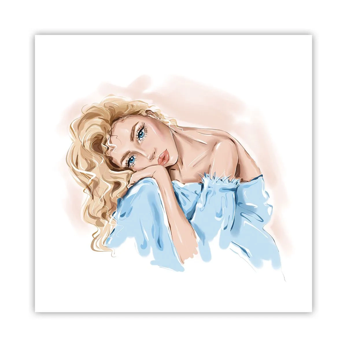 Affisch - Drömmande i blått - 60x60 cm