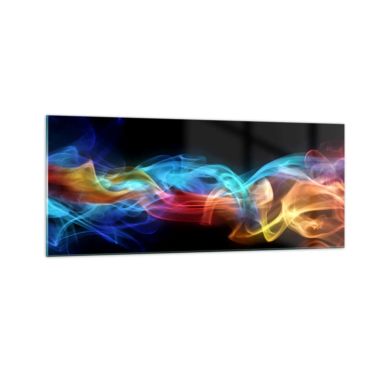 Glastavla - Bild på glas - Dimmas regnbågsdans - 100x40 cm
